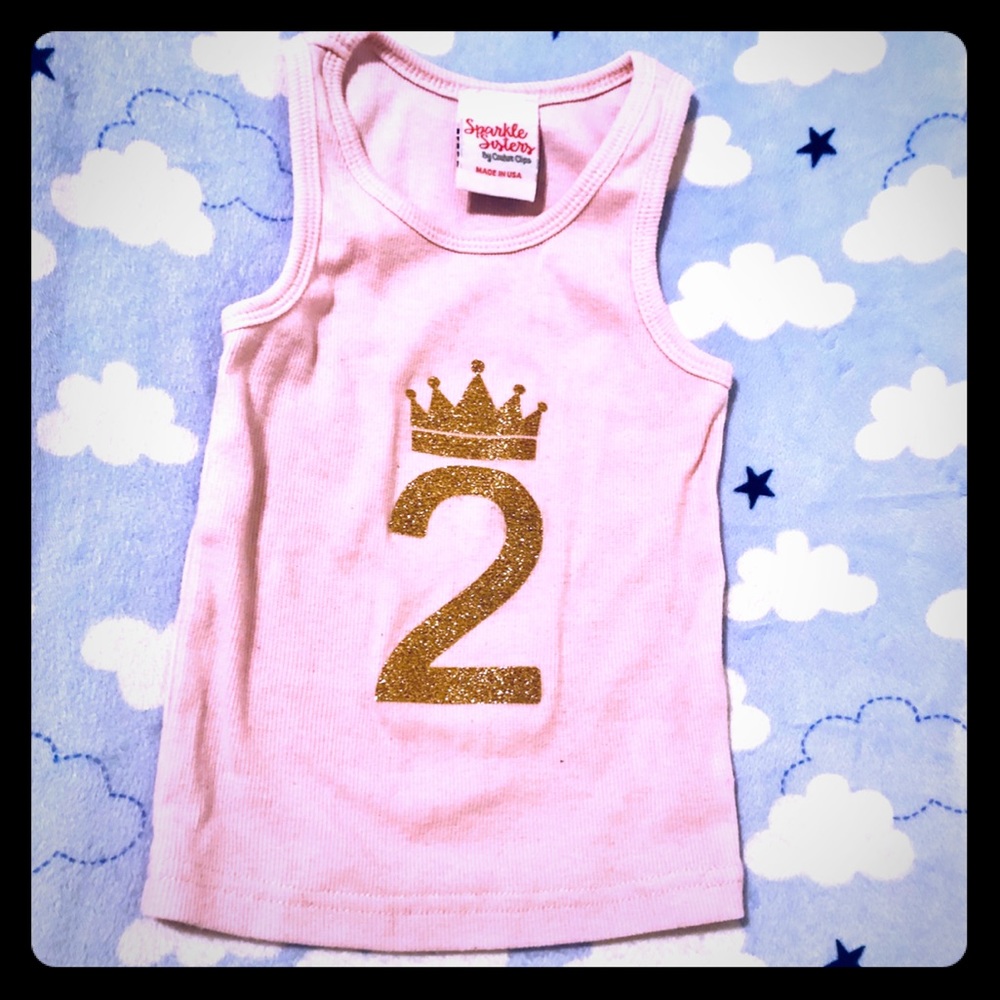 Sparkle Sisters pink ribbed 2 birthday tank top